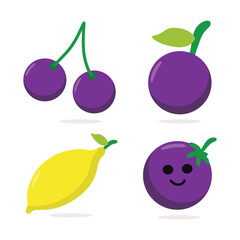 Lemon and purple fruit for decoration image