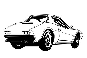Sport car vector illustration for t shirt design, print and logo. Sportcar clipart of speed vehicle.