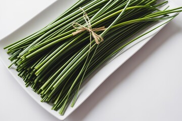 Asian chives isolated on white background