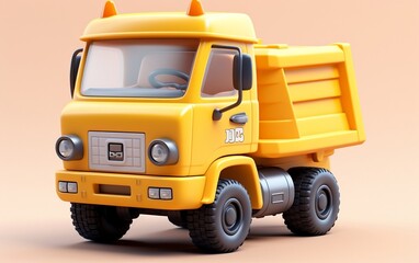 Fototapeta na wymiar Tiny cute isometric dump truck emoji - Soft design, Generative Ai