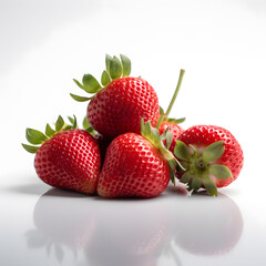 isolated close up of sliced strawberries on a white table