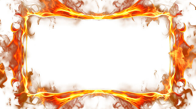 Abstract frame with fire flame. Generative AI