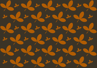 Seamless pattern with ivy leaves in orange colour.