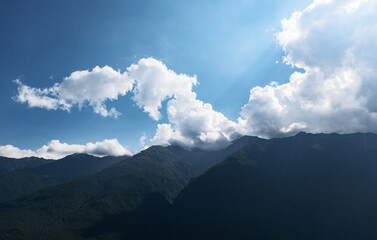 Mountain and clouds in Dali, Yunnan, China.