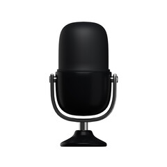 3d. Realistic black microphone isolated on transparent background.