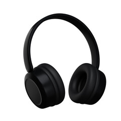 3d. Realistic black headphone isolated on transparent background.