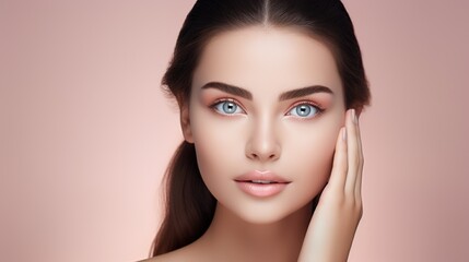 Fototapeta premium Female skin care for a beautiful woman's face, gorgeous women. encouraging dry skin anti-aging skincare. 