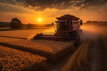 Fototapeta premium Precision Farming: Modern Combine Harvester in Action