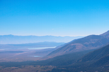 Fototapeta premium Silhouettes of mountains and blue sky in the desert.