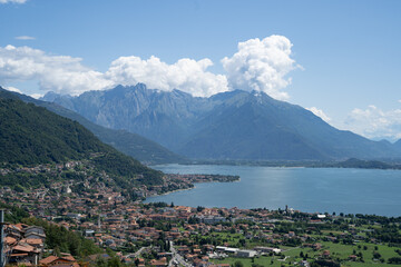 Fototapeta na wymiar North Como Lake day view in Lombardy, Italy