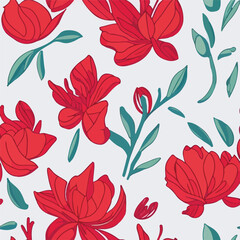 Fototapeta na wymiar vector seamless hand drawn watercolor flower pattern. beautiful floral background design.