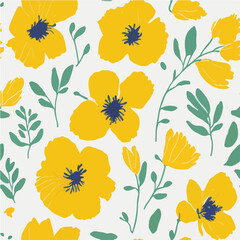 vector seamless hand drawn watercolor flower pattern. beautiful floral background design.