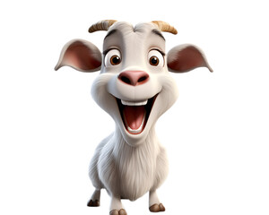 Transparent Background: Funny Cartoon Goat Generative Ai