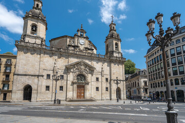 Church of San Nicolas , in the Old Town Center of Bilbao. Designed in modest Baroque style the building was constructed in 1743. Travel destination in North of Spain