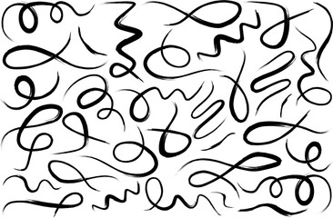 Hand drawn curly swag collection. Calligraphic swirl. Select text elements. Vector illustration.