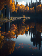 a river running in the forest surrounded by green trees, generative AI
