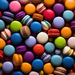 Fototapeta na wymiar collection of colorful macarons - created using generative Ai tools
