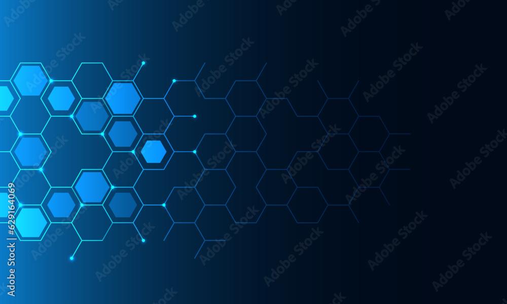 Poster abstract technology background and design element with hexagons pattern and geometric shapes