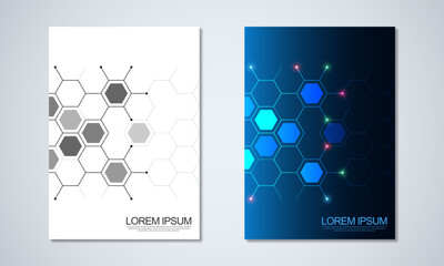 Abstract geometric background with hexagons shape pattern for a business brochure or cover book, page layout, flyer design, and poster template