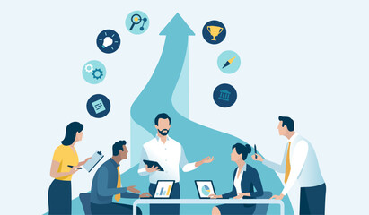 Strategy. Teamwork. Growth. Business vector illustration.  - obrazy, fototapety, plakaty