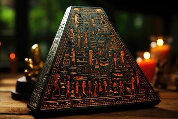 Ancient Egyptian hieroglyphs on the stone. 3d rendering
