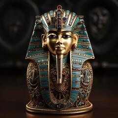 Egyptian pharaoh mask statue. 3d rendering