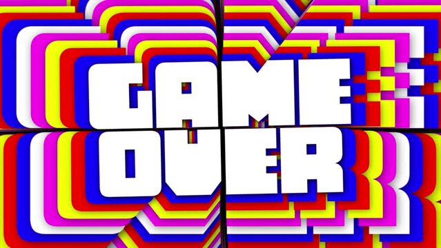 Digital animation of Game over text on Stacked Typography Text Animation. Game over video footage