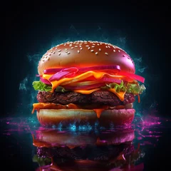 Fotobehang Colorful neon burger © NEXTUZ