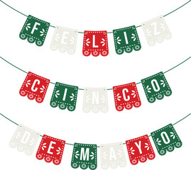 a close up of a garland of mexican flags with numbers
