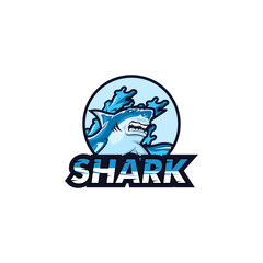 Shark logo vector, Angry Fish Shark Vector logo template