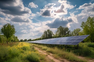 Obraz premium solar panels on the field