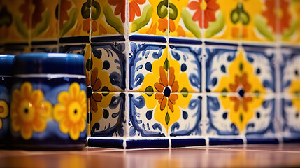 Colorful Wall Made of Painted Tiles - AI Generated
