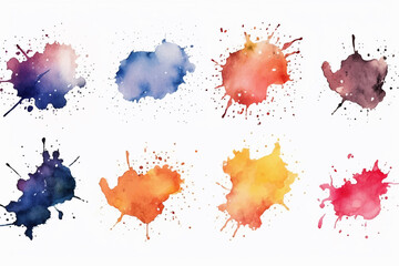 Set of watercolor blobs, isolated on white background
