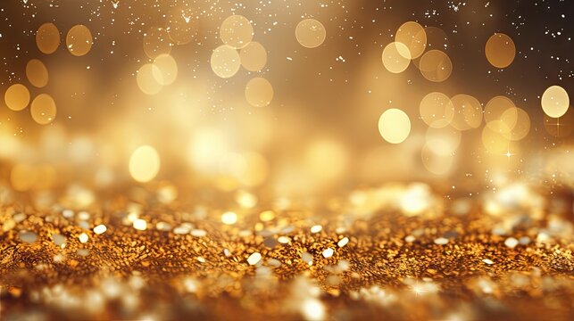 Shiny gold background with bokeh and sparkles