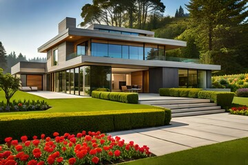 house in the garden Generated Ai