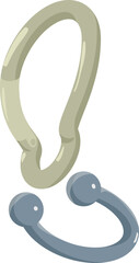 Climbing equipment icon isometric vector. Stainless steel carabiner, winch block. Alpinism, mountaineering concept