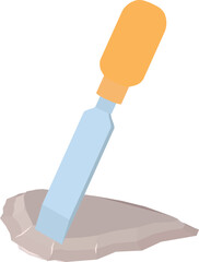 Workshop equipment icon isometric vector. Carpentry chisel and flint spearhead. Hand tool, repair work