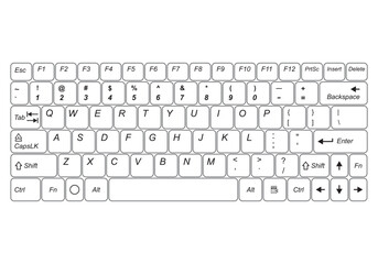 Computer keyboard isolated on a white background. Vector illustration. - obrazy, fototapety, plakaty