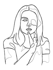 Continuous one line drawing of minimalist woman. Vector illustration.