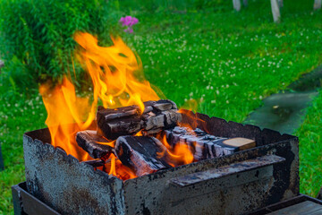 Fototapeta na wymiar fire in the grill