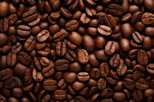 Close up shot of group of coffee beans