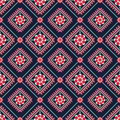 Geometric ethnic pattern seamless flower color. seamless pattern. Design for fabric,curtain,background,carpet,wallpaper,clothing,wrapping,Batik,mandalas,fabric,Vector illustration. pattern style.
