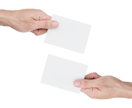 Hand hold swap white card