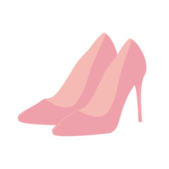 Pink trendy female shoes in flat style, barbiecore aesthetic. Vector sketch illustration isolated on white background. Cute design elements.