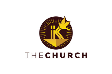Fototapeta premium Trendy and Professional letter K church sign Christian and peaceful vector logo