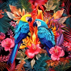 parrot with flower background