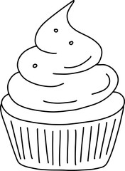 Doodle cupcake. Cute doodle coloring page element