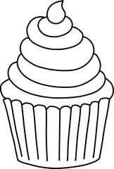 Doodle cupcake. Cute doodle coloring page element