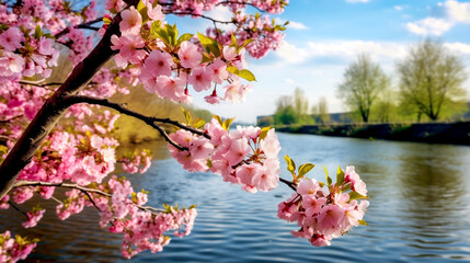 pink flowers in water spring wallpaper