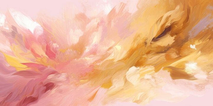 Beautiful abstract gold and pink impressionistic floral design background. beautiful Generative AI AIG32